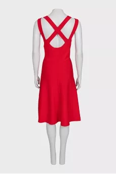 Fitted red ribbed mini dress