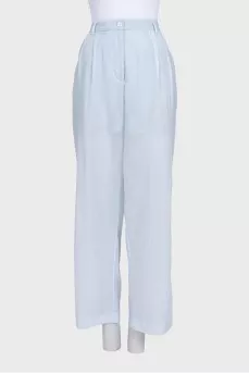 Sheer wide-leg trousers with tag