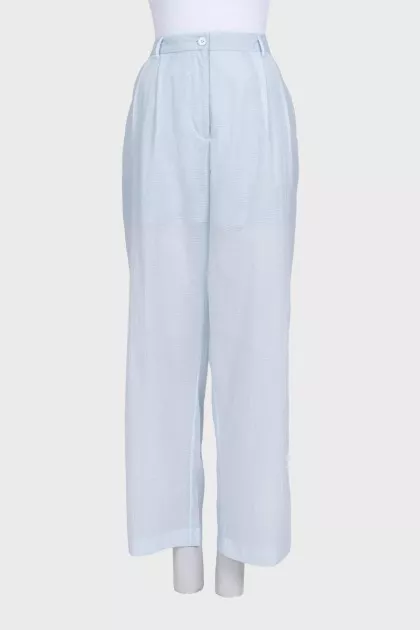 Sheer wide-leg trousers with tag