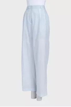Sheer wide-leg trousers with tag