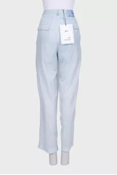 Sheer wide-leg trousers with tag