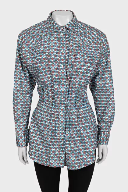 Fitted shirt with printed buttons