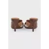 Коричневые мюли из кожи на каблуке