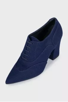 Textile lace-up ankle boots