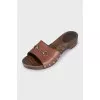 Leather clogs with wooden soles