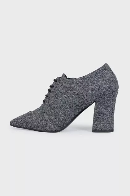 Gray fabric ankle boots with heels
