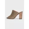 Green suede mules with heels