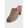 Green suede mules with heels
