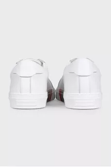 Men's white leather lace-up sneakers