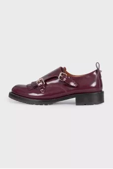 Leather monk shoes with gold buckles