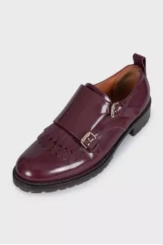Leather monk shoes with gold buckles