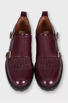Leather monk shoes with gold buckles