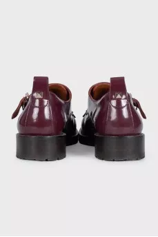 Leather monk shoes with gold buckles