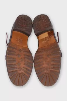 Leather monk shoes with gold buckles