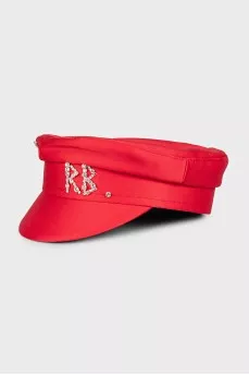 Red cap with rhinestones