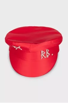Red cap with rhinestones