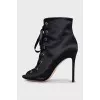 Textile ankle boots with heels and laces