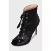 Textile ankle boots with heels and laces