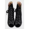 Textile ankle boots with heels and laces