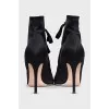 Textile ankle boots with heels and laces