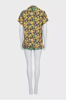 Viscose suit with shorts in a floral print