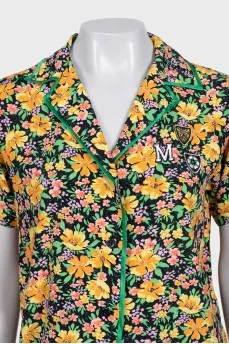 Viscose suit with shorts in a floral print