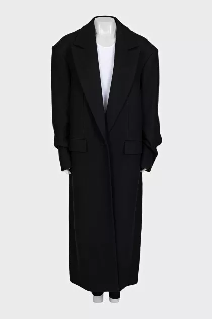 Шерстяное пальто oversize черного цвета