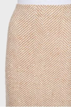 Beige tweed skirt with a straight cut