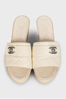 Quilted leather mules with heels