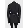Black shirt decorated with eyelet ties