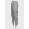 Men's silver cargo bags with logo