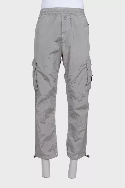 Men's silver cargo bags with logo