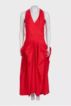 Red dress with a cutout