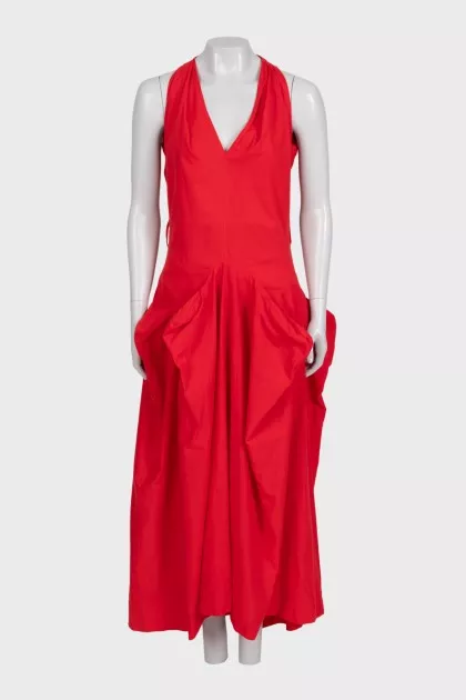 Red dress with a cutout