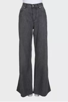 Wide-leg grey jeans with buttons