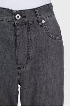 Wide-leg grey jeans with buttons