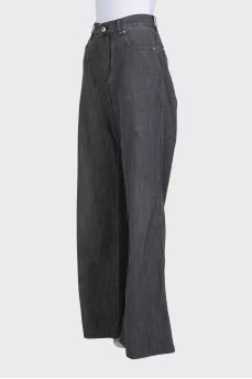 Wide-leg grey jeans with buttons