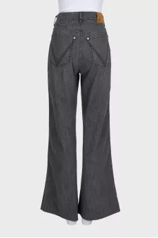 Wide-leg grey jeans with buttons