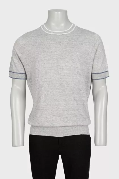 Men's gray ribbed cuff t-shirt
