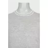 Men's gray ribbed cuff t-shirt