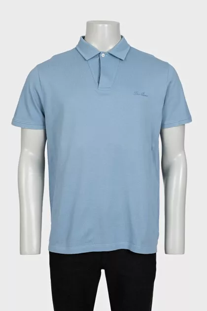 Men's light blue polo shirt with a straight cut
