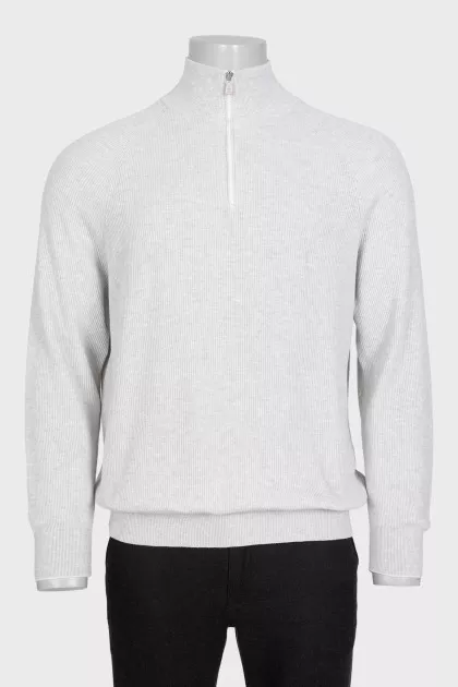 Men's gray sweater with a zipper