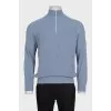 Men's blue sweater with a zipper