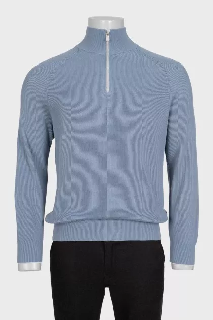 Men's blue sweater with a zipper