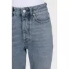 Голубые джинсы straight fit на высокой посадке