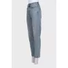 Голубые джинсы straight fit на высокой посадке