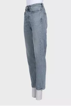 Голубые джинсы straight fit на высокой посадке