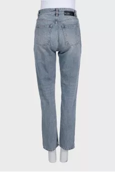 Голубые джинсы straight fit на высокой посадке