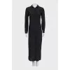 Silk maxi dress with a straight fit and tag