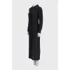 Silk maxi dress with a straight fit and tag